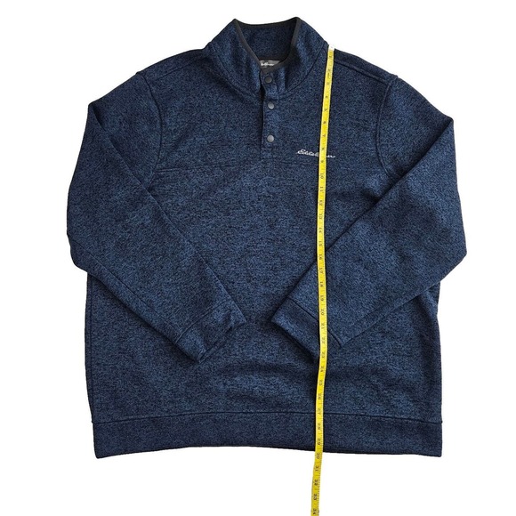 Eddie Bauer Sweater Mens 2XL Radiator Fleece Snap-T Mock Pullover Heathered Blue - Picture 5 of 6